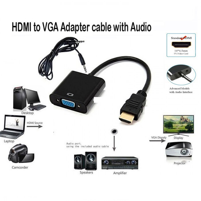 CONVERTER HDMI TO VGA HITAM/PUTIH