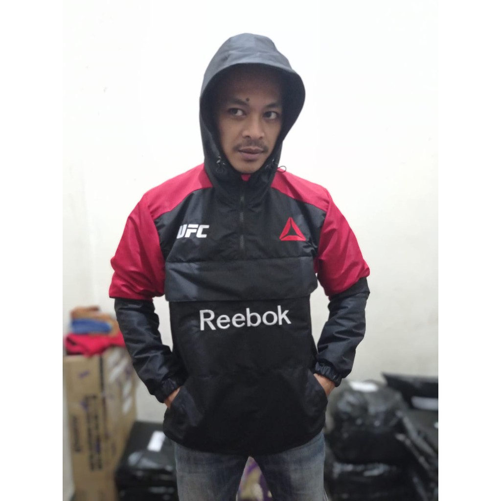 Jaket Santai Rover Reebok UFC Parasut Taslan Kerja Kantor Motor Big Size Besar Jumbo XXL