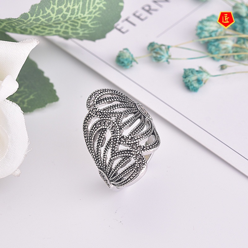 [Ready Stock]Women's Fashion Platinum Butterfly Wings Diamond-Studded Ring
