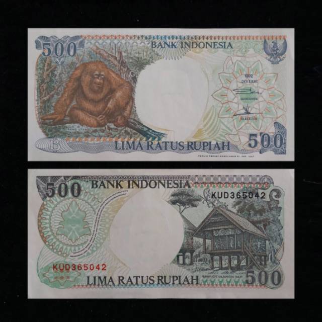 (GRESS/AU/UNC) Uang kuno rp 500 orang utan tahun 1992