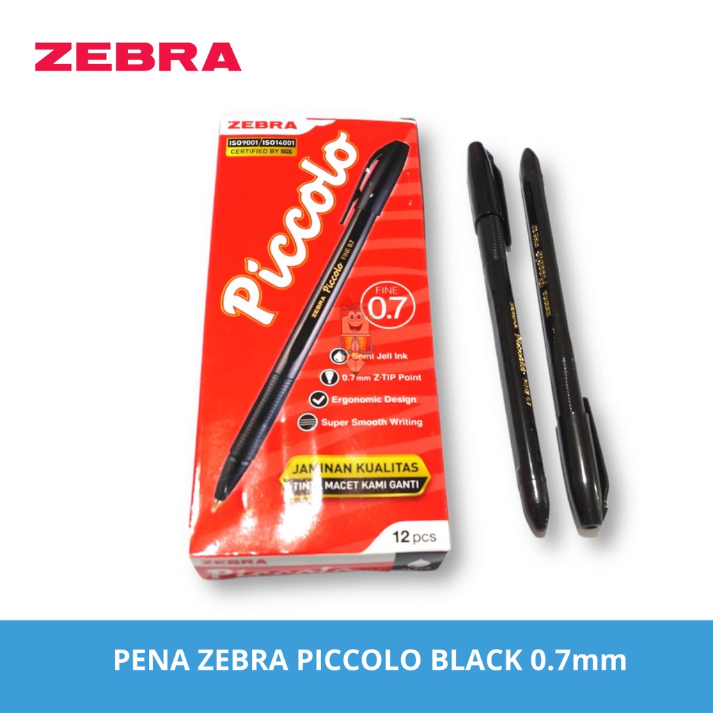 

Pena / Pulpen Zebra Piccolo 0.5mm Black / Hitam Semi Gel