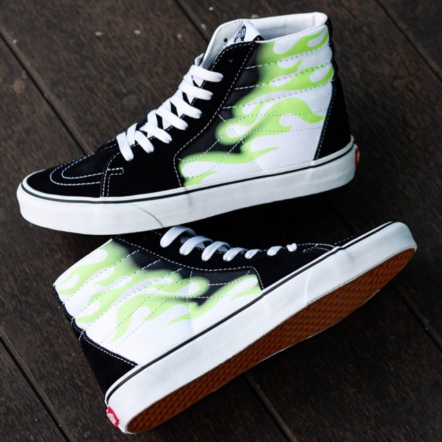 Vans Sk8 Hi Flame Black Flame True White
