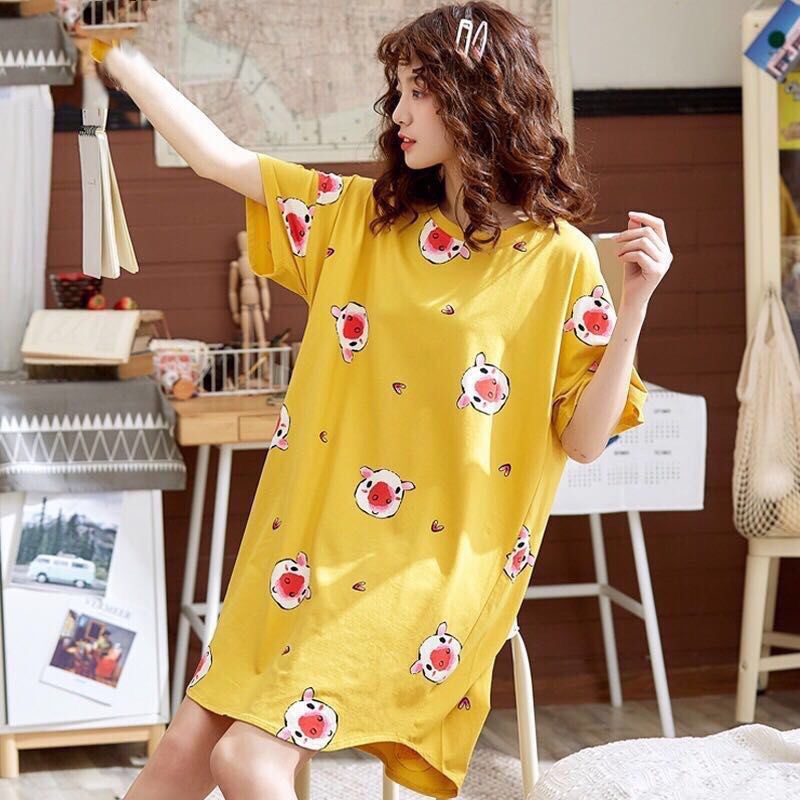 Daster Murah Import Korea Lengan Pendek Baju Tidur Motif Lucu
