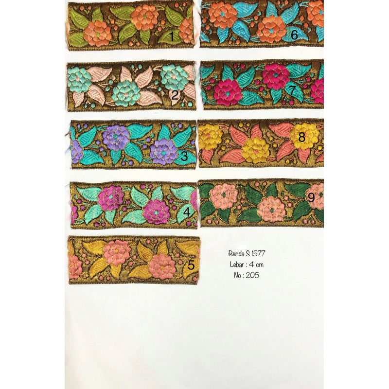 Renda S 1577 , Renda Baju, Renda Bordir, Renda Giper, Renda Katun, Lebar 4 cm