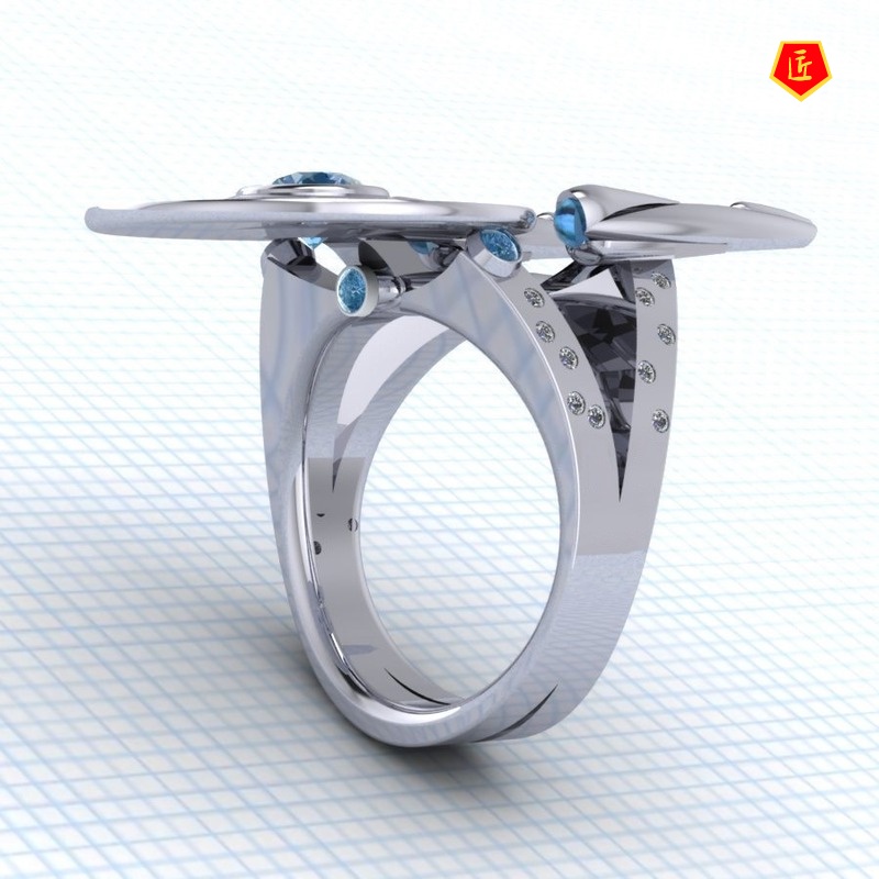 [Ready Stock]Creative Personality New Starship Ring