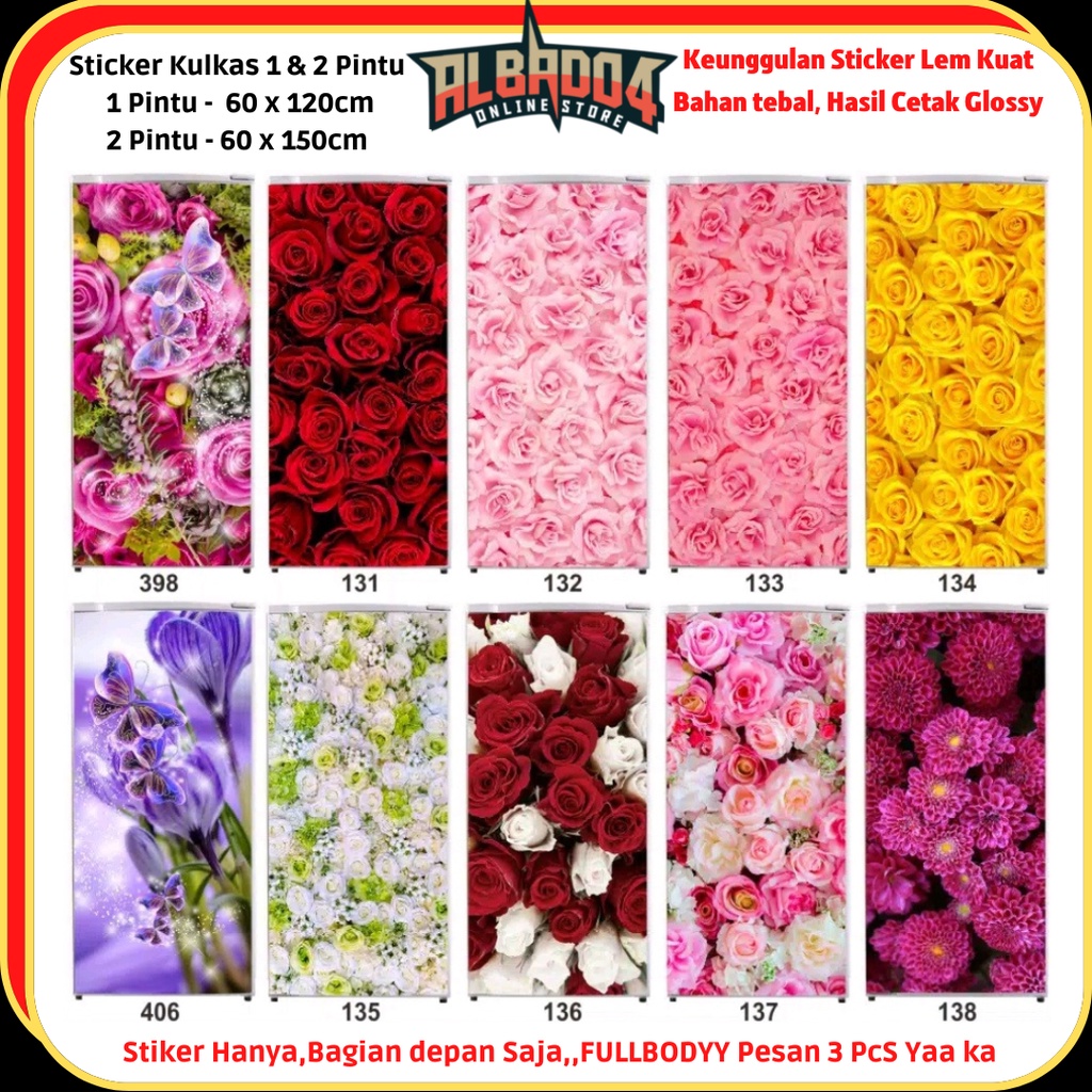 STIKER KULKAS 1 PINTU & 2 PINTU BUNGA
