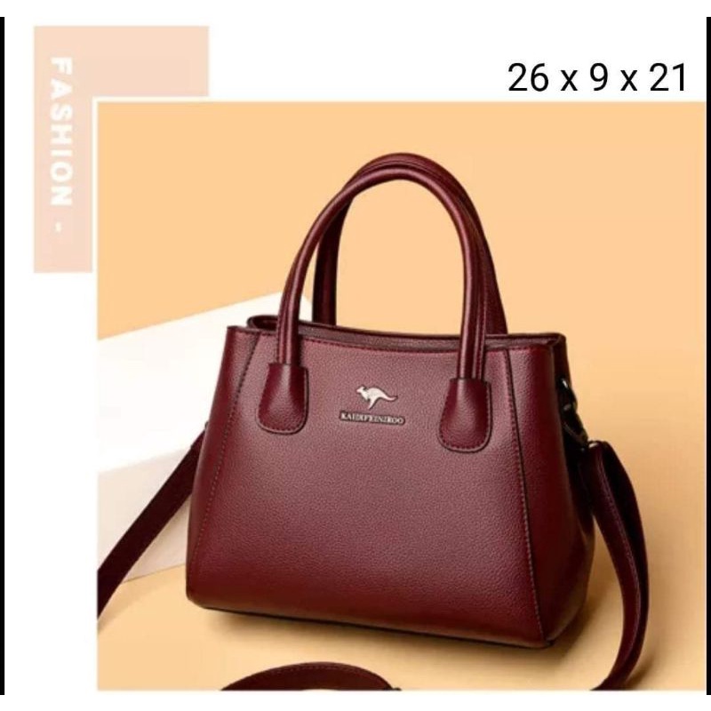 TAS SELEMPANG 2 RUANG WANITA TOP HANDBAGS MOTIF POLOS LOGO KANGGURU