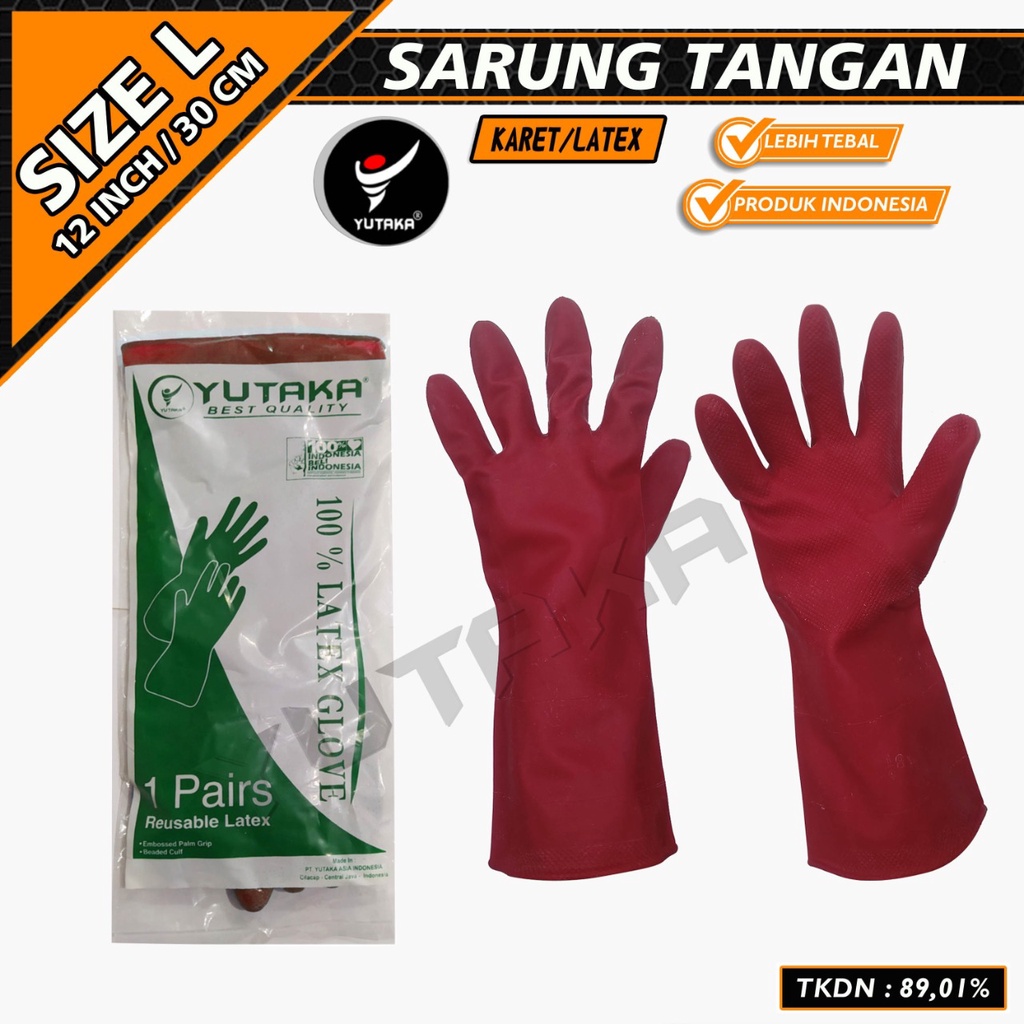 SARUNG TANGAN KARET 12 INCH warna merah/sarung tangan cuci piring murah