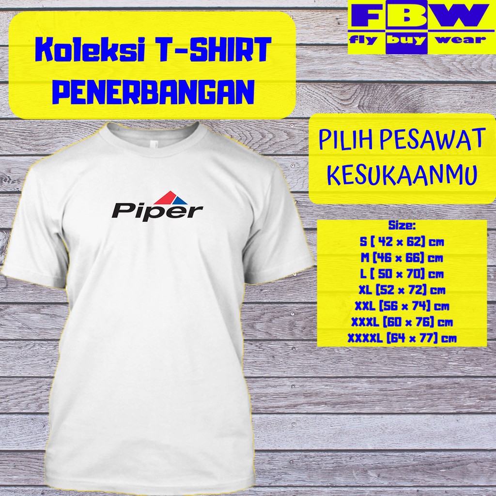 Baju Kaos T-Shirt Penerbangan Aviation Aviasi Pesawat Piper