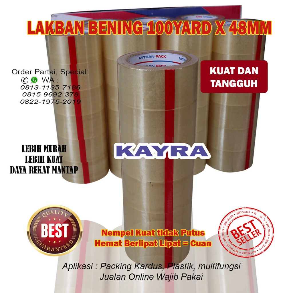 Lakban Bening 100 yard FULL x 48 mm / Mitran Pack / LAKBAN / LAKBAN MURAH