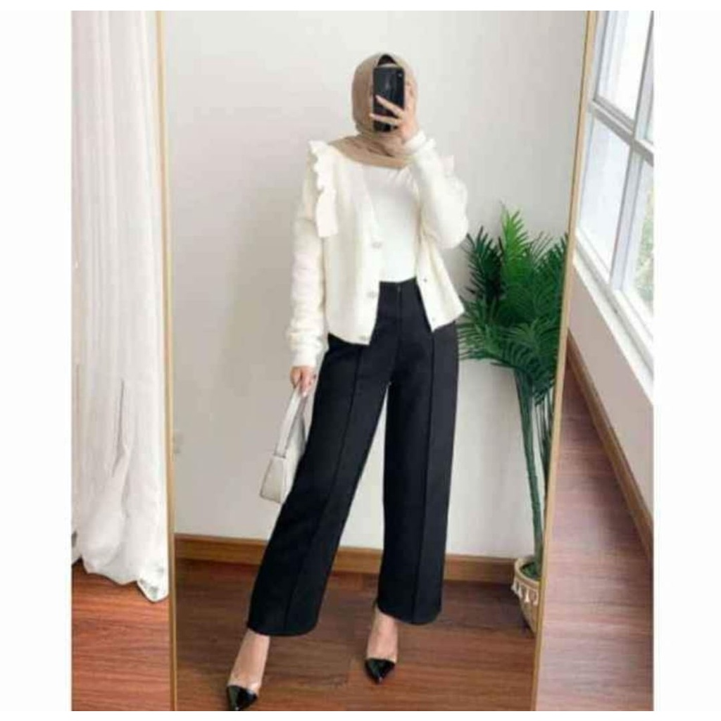 Celana SCUBA IMPORT Wanita Kulot  standar dan Jumbo Scuba Zipper Highwaist Bahan Trendy Terbaru