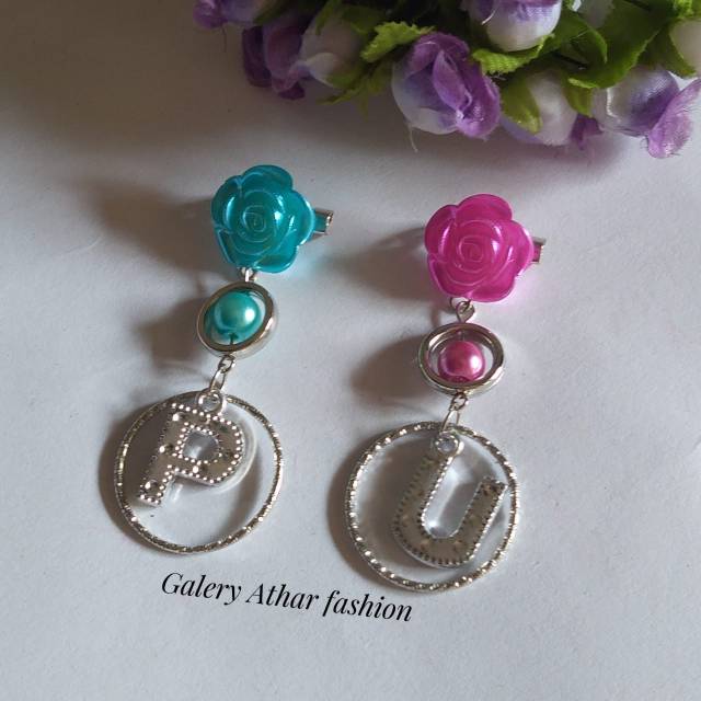 Bros Dagu mawar Huruf inisial | aksesoris bros handmade