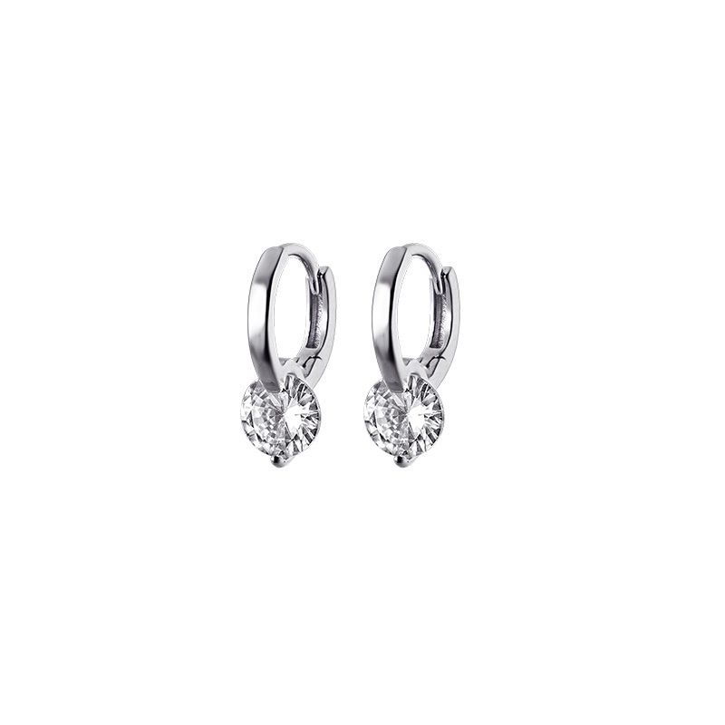 Anting Zirkon Jepit Bulat Aksesoris Telinga Korea Wanita