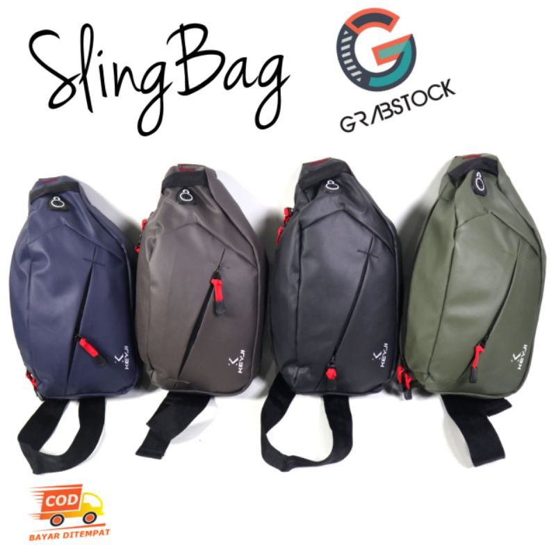 SlingBag Anti Air Tas Selempang Ada Lubang Handsfree/Charger Grabstock