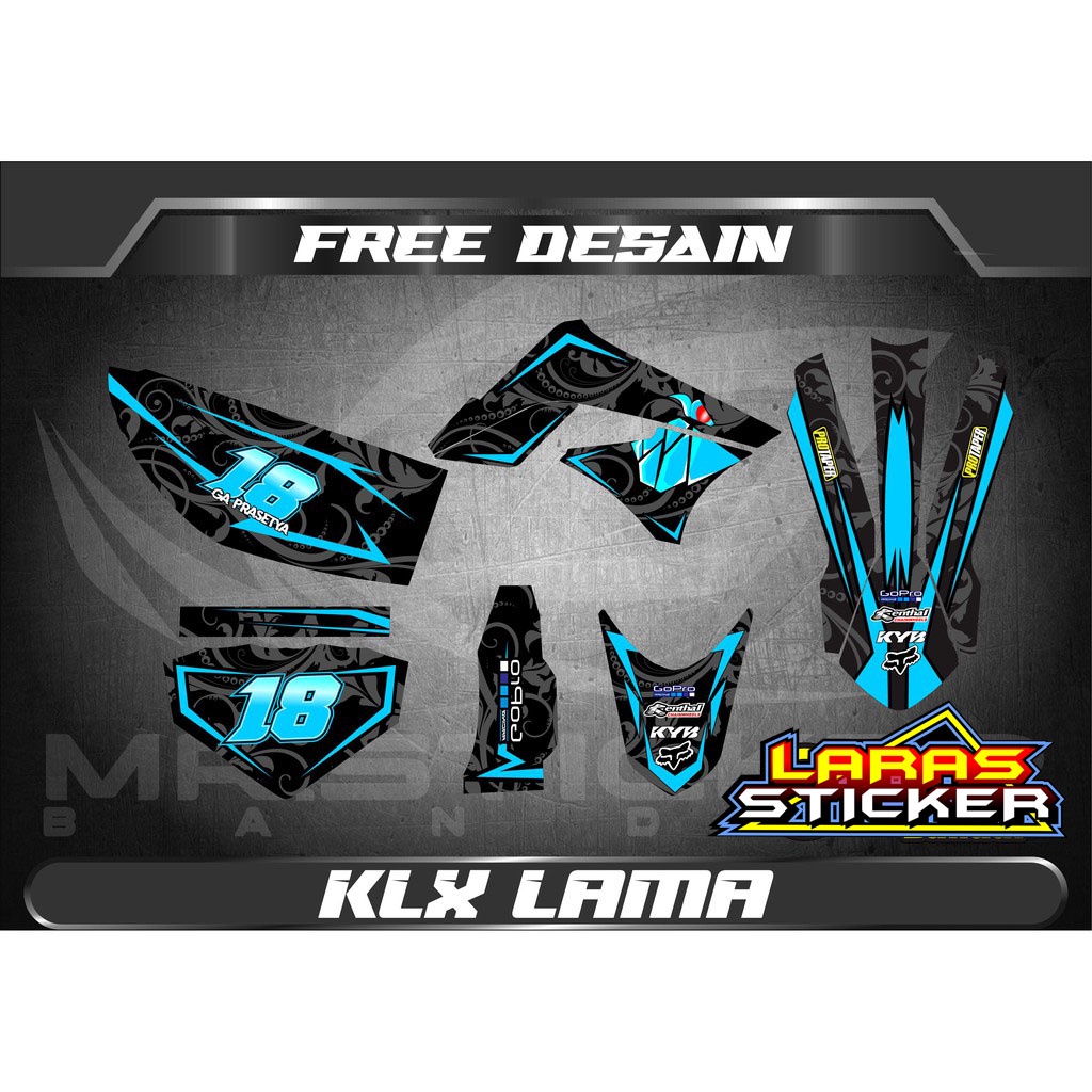 STICKER Dekal Sticker Decal Motor Kawasaki KLX Lama Flower Shark