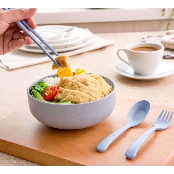 ( KJO ) Sendok Set Jerami Non Pack Sendok Makan sumpit Garpu Jerami