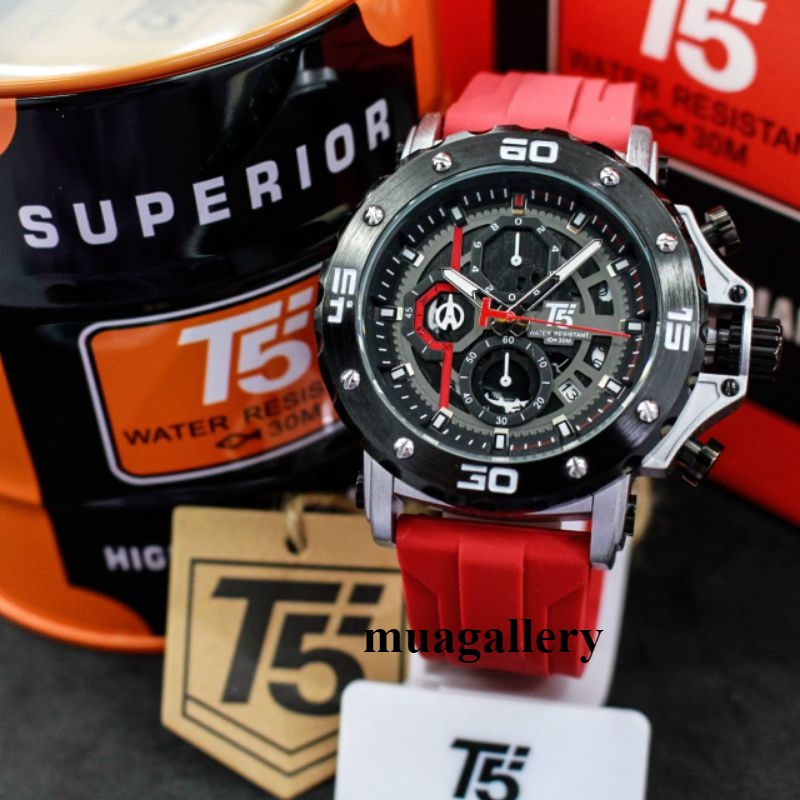 Jam T5 H3914 Original Cronograph tahan air jam tangan pria T5 H3914 Sporty rubber