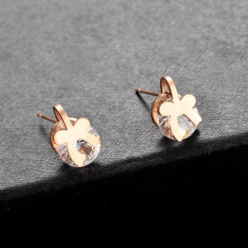 Anting pita zircon Titanium Korea Style Wanita Anti Karat - ercassia