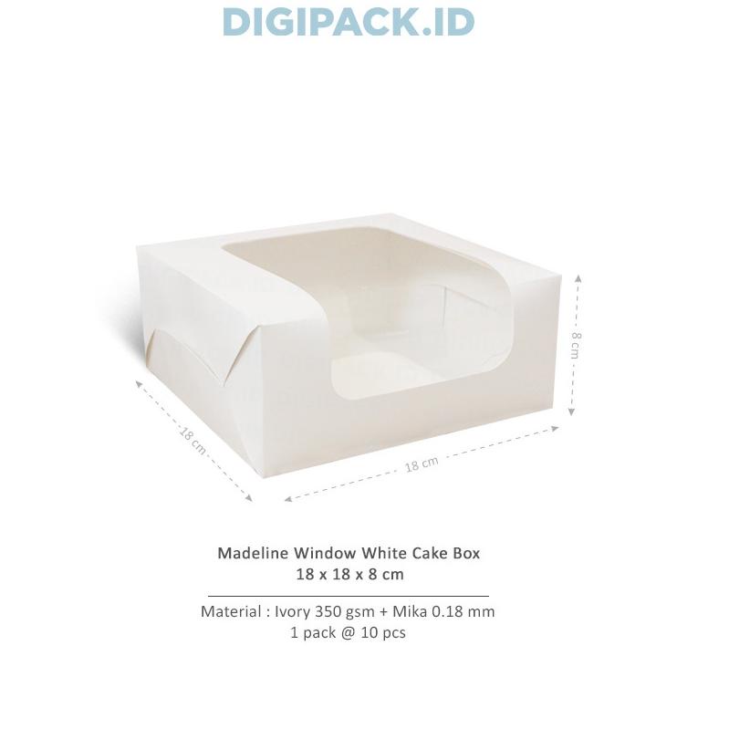 

● [Digipack] Madeline Window White Cake Box 18 x 18 x 8 | Kotak | Dus ♥