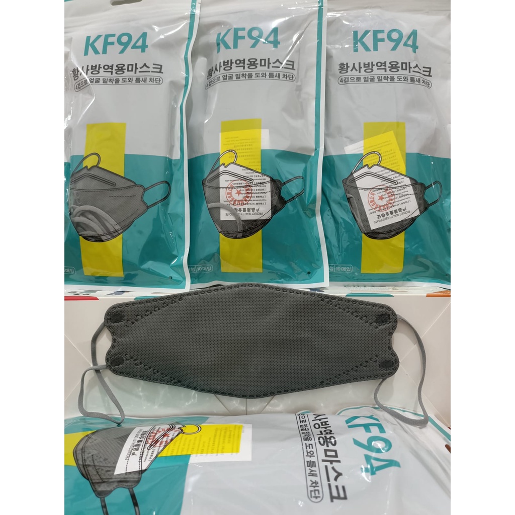 Masker KF94 Korea 4Ply Convex isi 10Pcs Masker 4D Import KF 94 FaceMask-Senada FACEMASK Grey