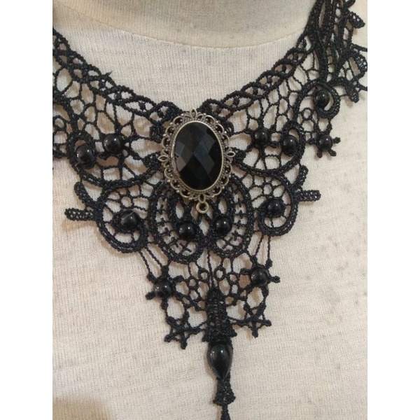 kalung renda gothic Halloween pendant necklace