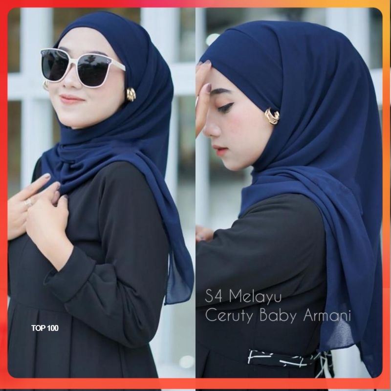 HIJAB SIMPEL CANTIK ELEGAN Jilbab Hijab Instant Segi Empat Instan Malay Ceruty Babydoll / Segitiga M