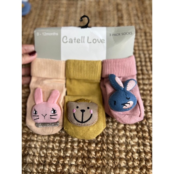 Catell Love Kaos Kaki isi 3 BOY &amp; GIRL - Kaos Kaki Rattle isi 3 Pasang - Kaos kaki Bayi