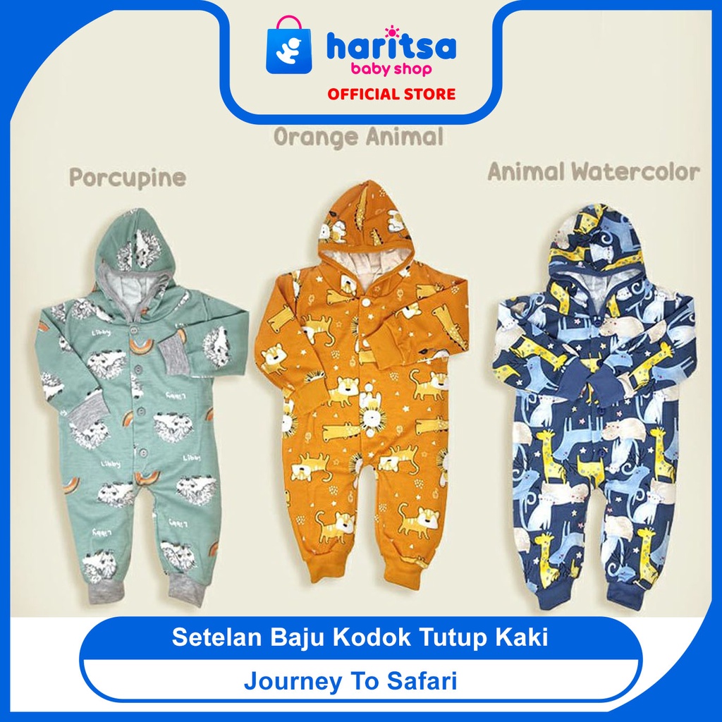 Libby Baju Bayi Kodok Panjang Buka Kaki Hoodie Romper Hansop Sleepsuit BKDJPR4 0-3 Bln