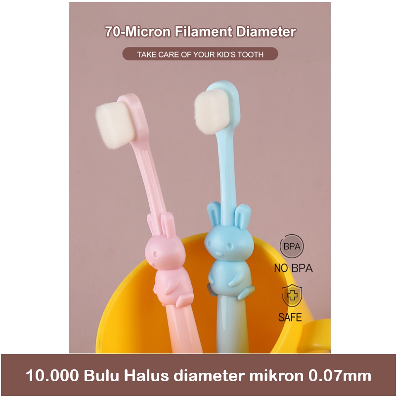 LIGERA Sikat Gigi Bayi / Anak 1-10 Tahun Bulu Lembut Halus Cotton Toothbrush Kartun Kelinci Bunny Gajah Beruang Lucu