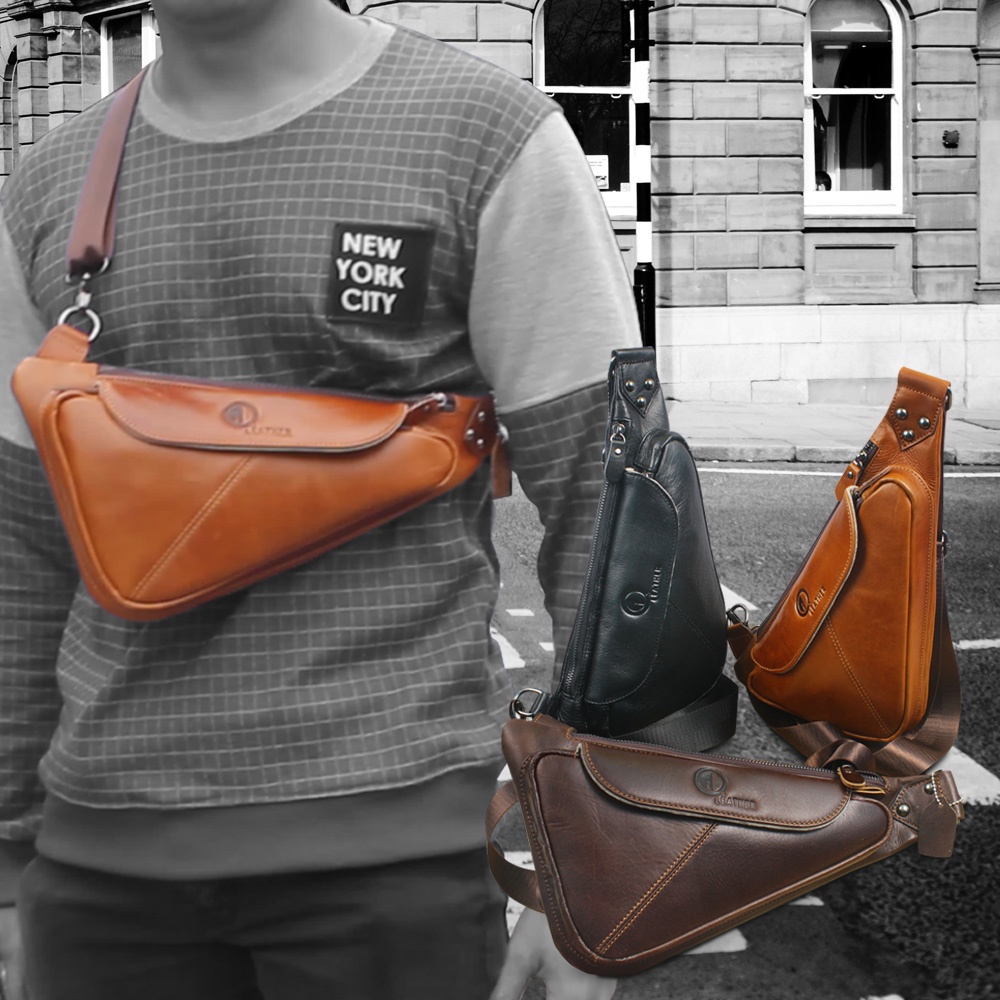 SALE RAMADHAN...!!! PSL Tas Selempang Pria / Tas Pinggang Model Pistol Bahan Kulit Sapi Asli 100%