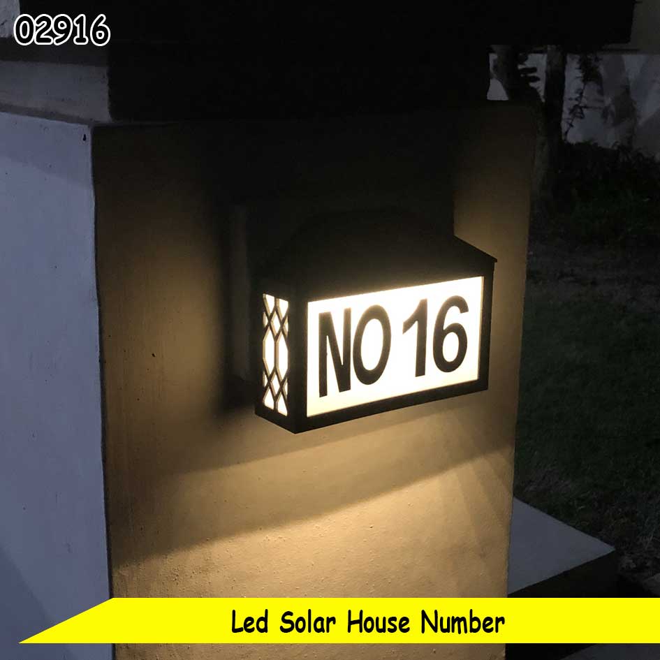 nomor rumah lampu led taman solar tembok dinding tenaga surya matahari outdoor lamp led house number