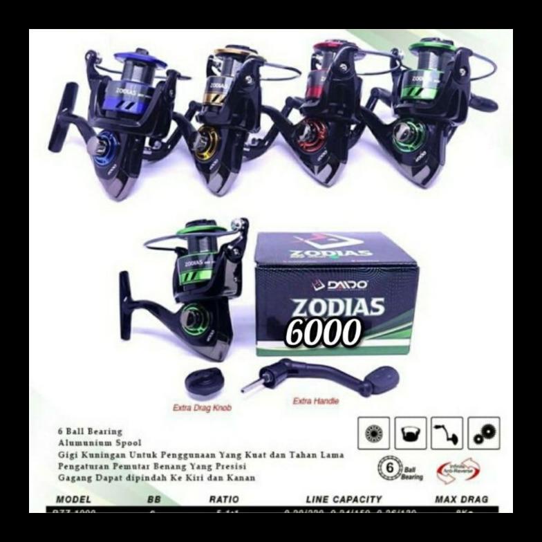 TERBARU REEL DAIDO ZODIAS SPIN 1000/3000/6000 ALAT PANCING TERMURAH PALING LENGKAP AL5