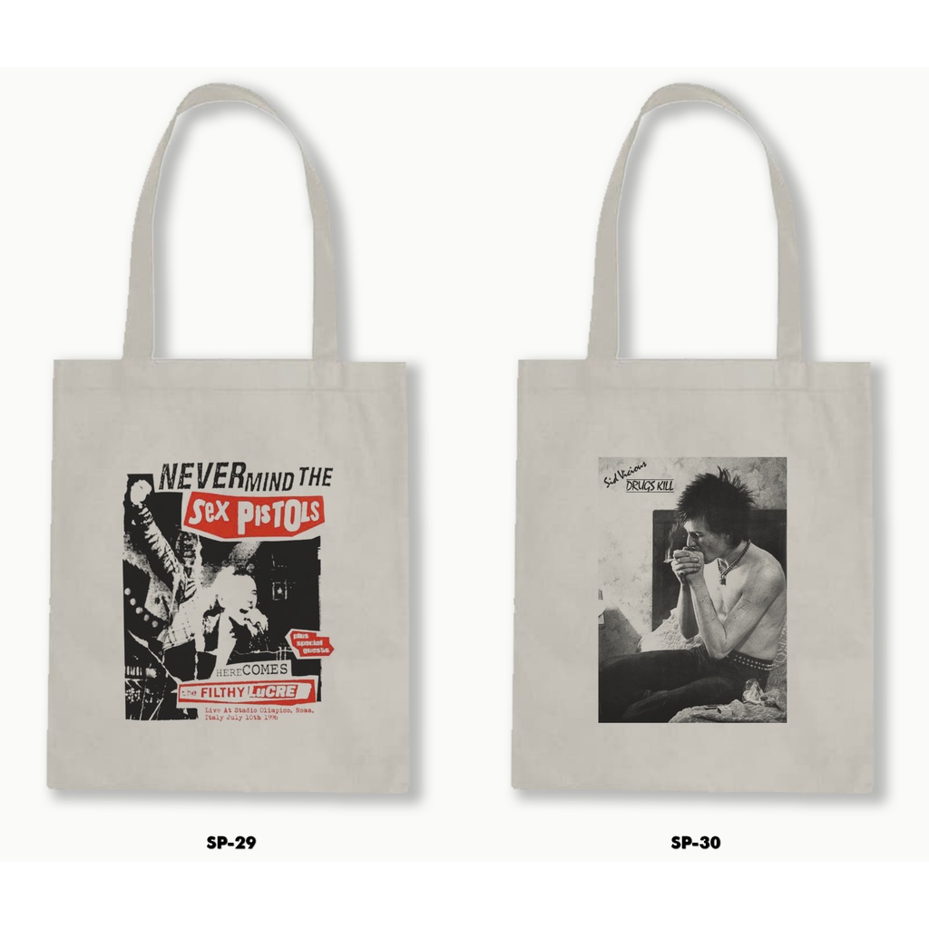 Tas Tote Bag Resleting Kanvas/Blacu  - Sexpistols .02