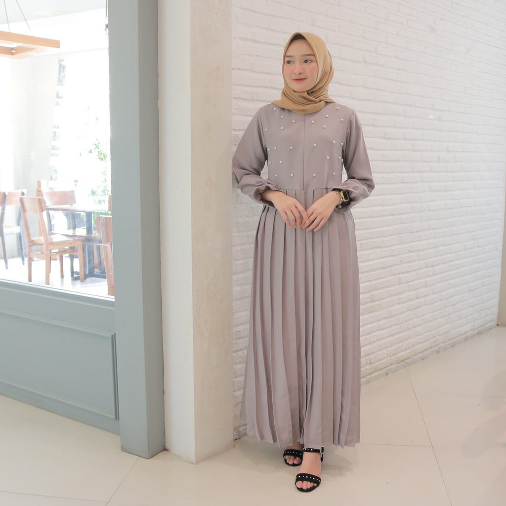 warna/i Bayar Ditempat promo Gamis Abidah Abu Silver maxi dress muslim fashion gamis best seller