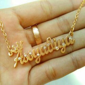 liontin nama lapis emas asli 24 karat