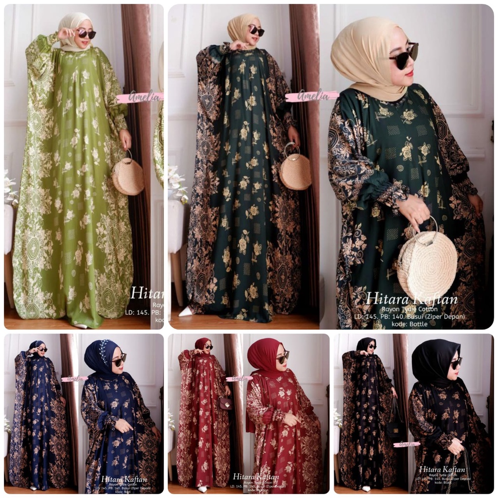 Hitara Kaftan - Kaftan Wanita Jumbo Bahan Rayon Tebal Busui Lengan Panjang Motif Sultan Size Jumbo XXXL / Gamis Kaftan