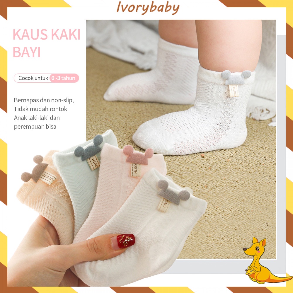 Ivorybaby Kaos kaki anak pendek/baby socks/kaus kaki bayi degan motif mickey