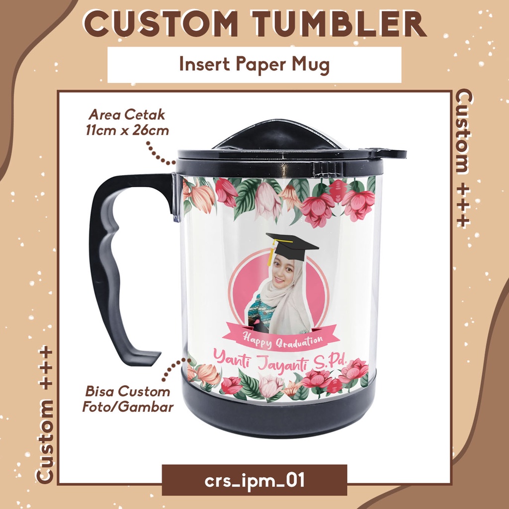 Custom Souvenir Tumbler Insert Paper Mug / Gelas Minum Plastik