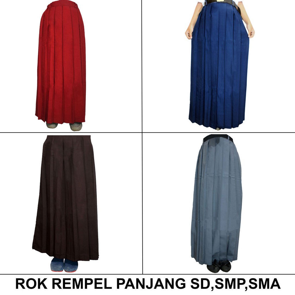 Rok Rempel Panjang Warna Merah Biru Abu abu Coklat Rok Rempel Panjang Warna Merah Biru Abu abu Coklat