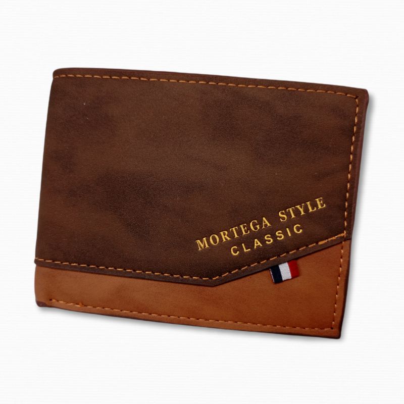 MORTEGA Dompet Lipat Kulit Pria PU Leather Wallet