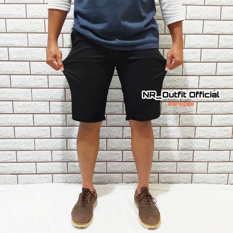 Celana Chino Pendek Pria Keren Casual Shorts Pants Bahan Karet Melar Cinos Zaraman Pendek