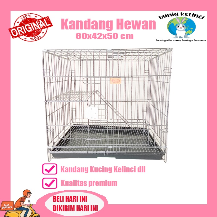 KANDANG KUCING KELINCI HEWAN C022 UK 60X42X50 Cm