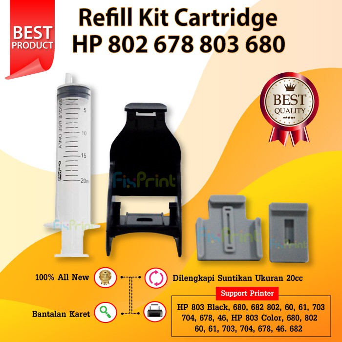 Refill Kit 802 803 703 704 678 680 Tool Kit Penyedot Tinta Cartridge Printer HP GT52 GT52 46 GT5810