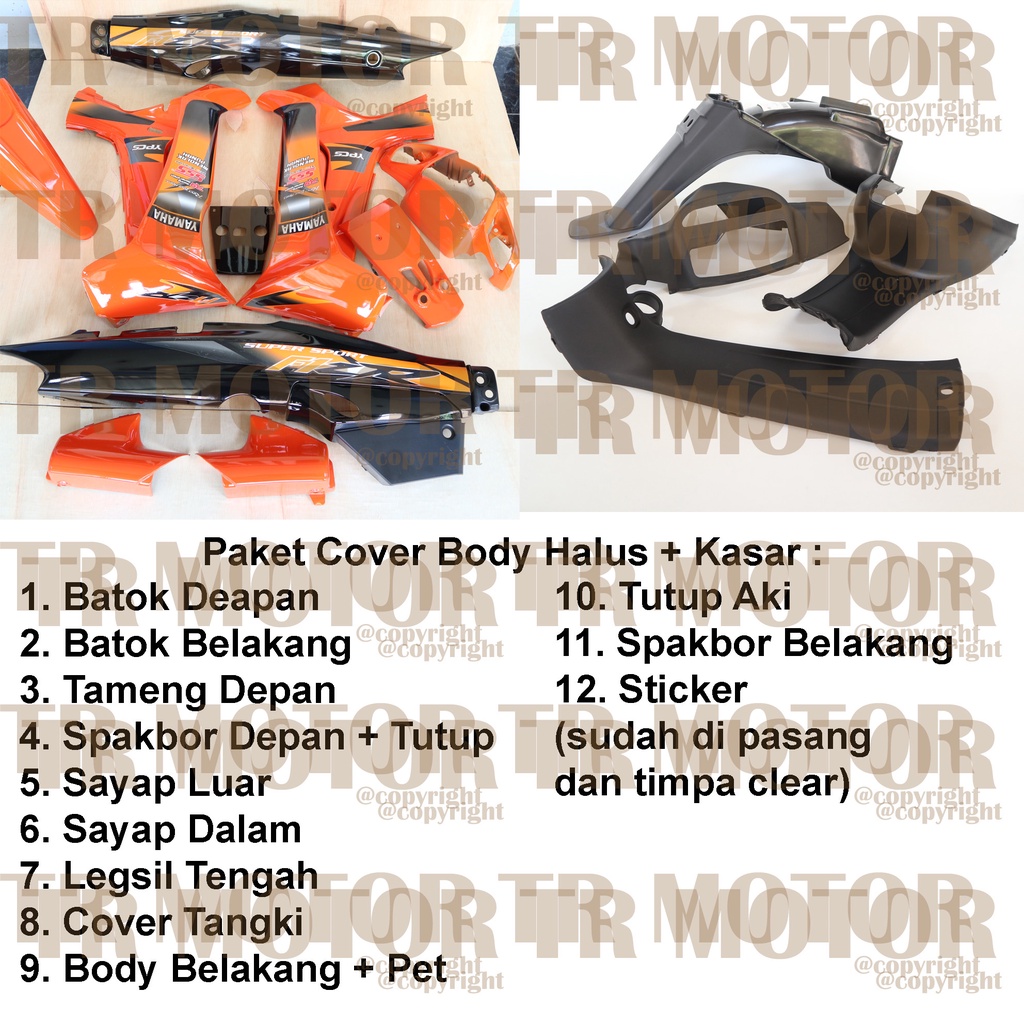 Cover Body Fizr F1zr Super Sport Orange Hitam Full Set Halus Cover Bodi Yamaha Fiz r