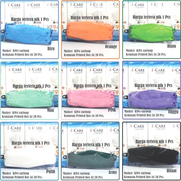 Masker KF94 Warna Nude Navy Army Cream Tali Warna Harga 1 Pcs