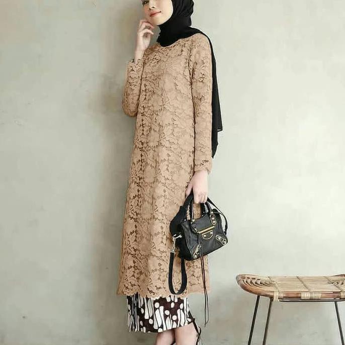 Labrador Store Termurah | Tunik Brukat Jumbo Hafifa Sc Bahan Brukat Cord Glitter Fit To Xl - Ungu