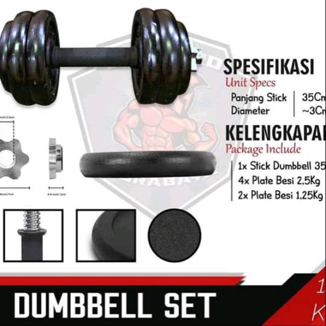 Jual Berbel Besi Set 15kg Kg / Dumbel Besi / Barbel Fitnes / Alat ...