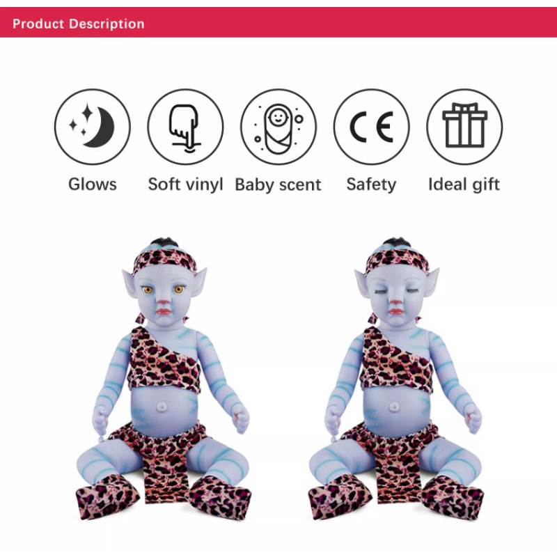 Glow In The Dark Boneka Reborn Avatar Premium 50 cm