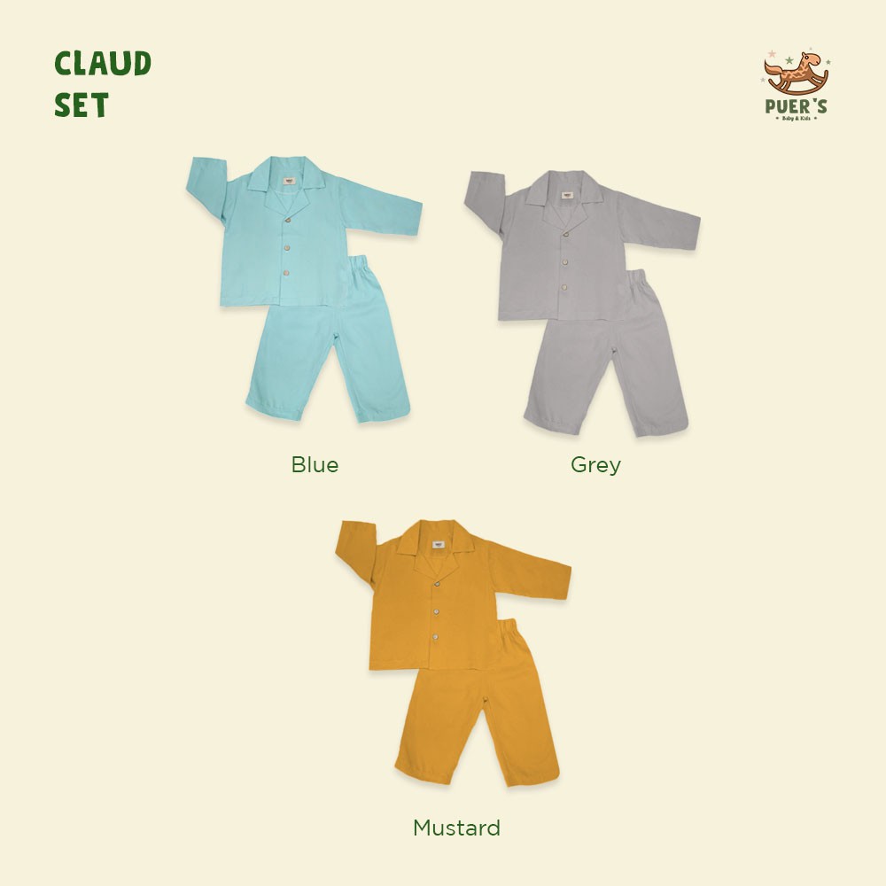 SETELAN ANAK PUER'S CLAUD SET (SETELAN PIYAMA KEMEJA OVERSIZE ANAK UNISEX)