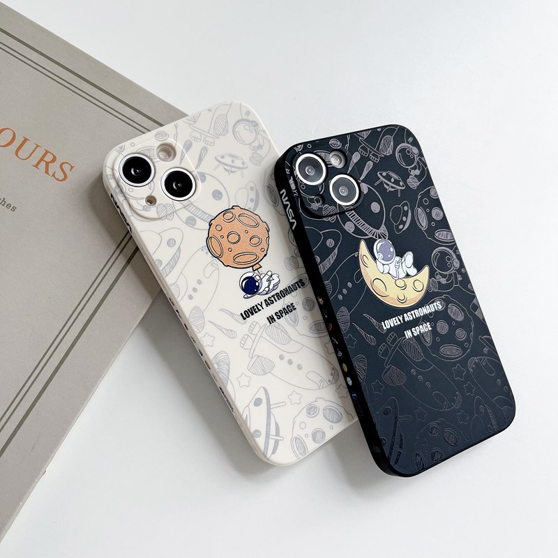 Cute Moon Astronaut Soft Case OPPO A9 A5 A31 A53 A33 2020 A3S C1 F9 Pro 4F 5 6 5 5S 5 C3 7i C17 8 Pro C15 C12 20 C25 C1 A1K A7 A5S A12 A11K A15 A15S A35 2021 A54